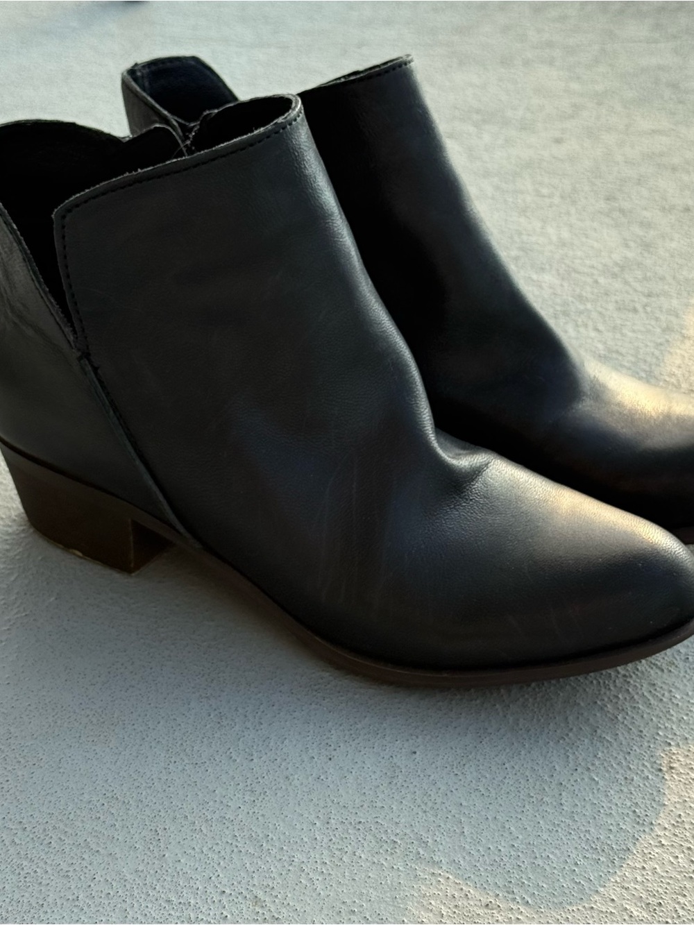 Lucky Brand Black Leather Ankle Booties with Low Block Heel